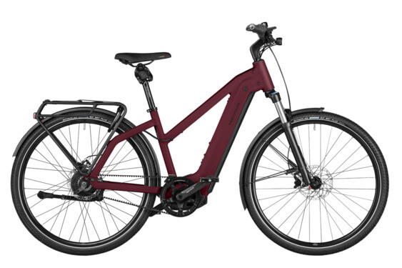 RM Charger4 Mixte vario TR49 cm '24 piros elektromos kerékpár (750Wh, Kiox 300 Elsőcsomagtartó táskával, Zár táskával, Komfort Kit)