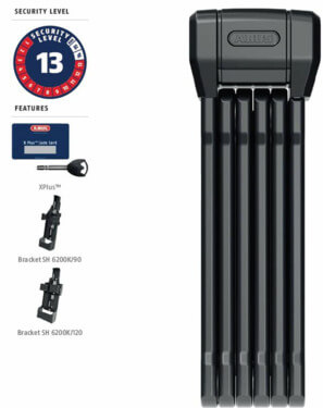 ABUS hajtogatható lakat BORDO 6200K/120, XPlus zárszerkezettel, SH tartóval, fekete