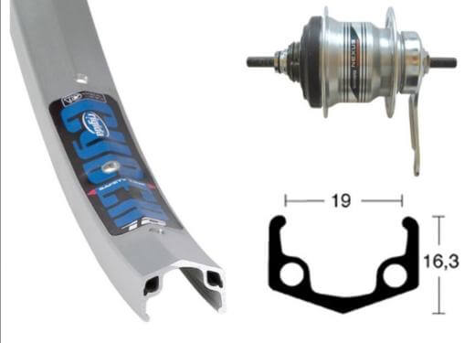 B-Wheel kerék hátsó,519R, 28" Niro-Spokes ezüst