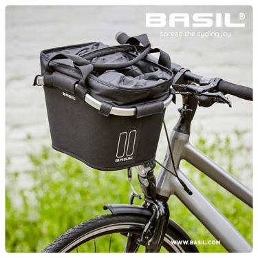 Basil kosár első  "Classic Carry All Front Basket" KF kompatibilis, adapter nélkül, fekete