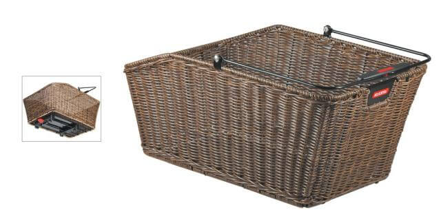 Klickfix kosár csomagtartóra barna fonott kosár racktime adapterrel 44x24x20cm 18L