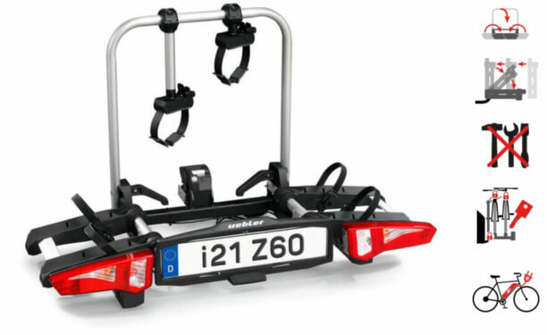 Uebler i21 Z60 kerékpárhordozó, 60 fokban ledönthető