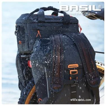 Basil csomagtartó táska Miles Tarpaulin trunkbag, fekete/narancs