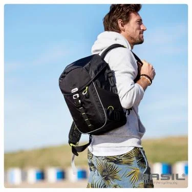Basil táska egyoldalas Miles Daypack fekete/lime (hátizsák)
